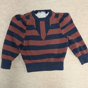 FRAME 100% Cotton Women's Rugby Crewneck Puff Sleeve Striped Size XS